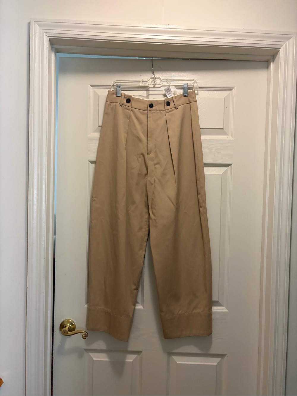 NWT ZARA Beige High-Rise Wide-Leg Trousers -Size Small